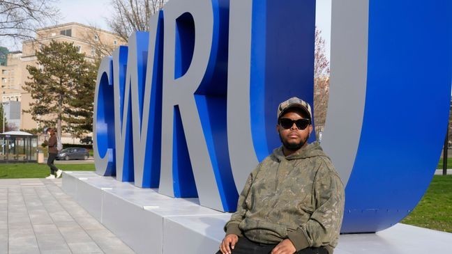 Case Western Reserve University student. Justen Pippens poses for a photo at the school In Cleveland Thursday, April 17, 2025. (AP Photo/Sue Ogrocki)