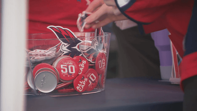 The Washington Capitals held a playoff pep rally at Union Market in D.C. on April 18, 2025. (Trevor Taylor/7News)