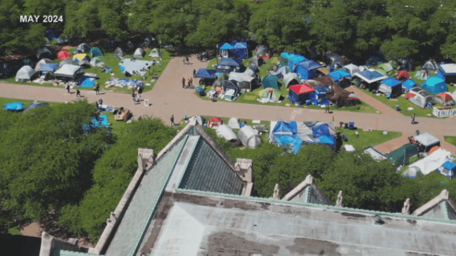 An image of a pro-Palestinian protest that occurred at the University of Washington in 2024. (KOMO News)